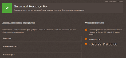 Блок «Контакты» 